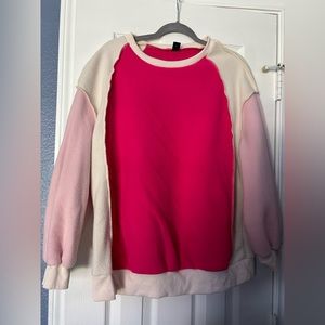 1XL shein colorblock pink sweater